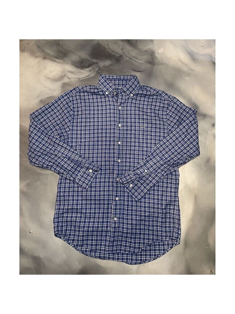 Vineyard Vines by Shep & Ian Men’s Blue Plaid Classic Fit Murray Shirt Size M